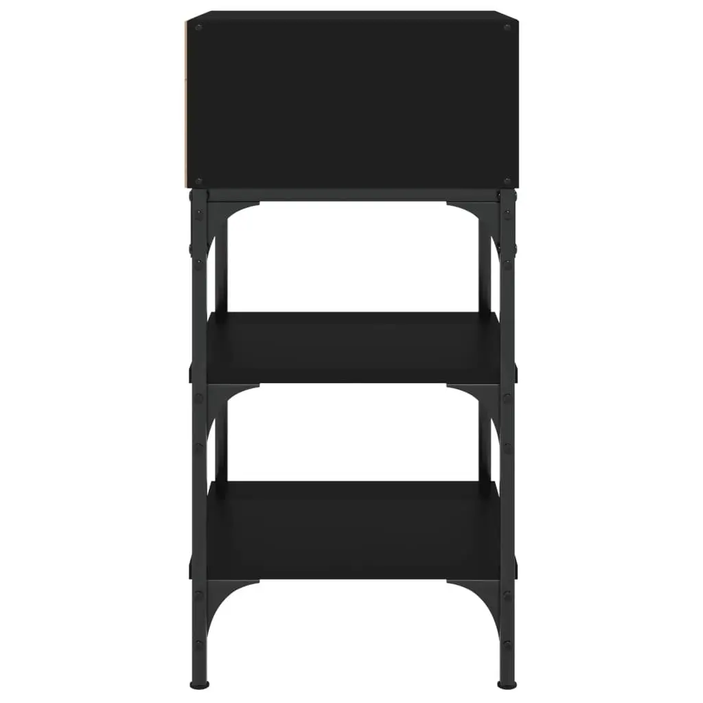 Black Bedside Tables 2 Piece Nightstand Storage 35x34.5x70 cm Engineered Wood