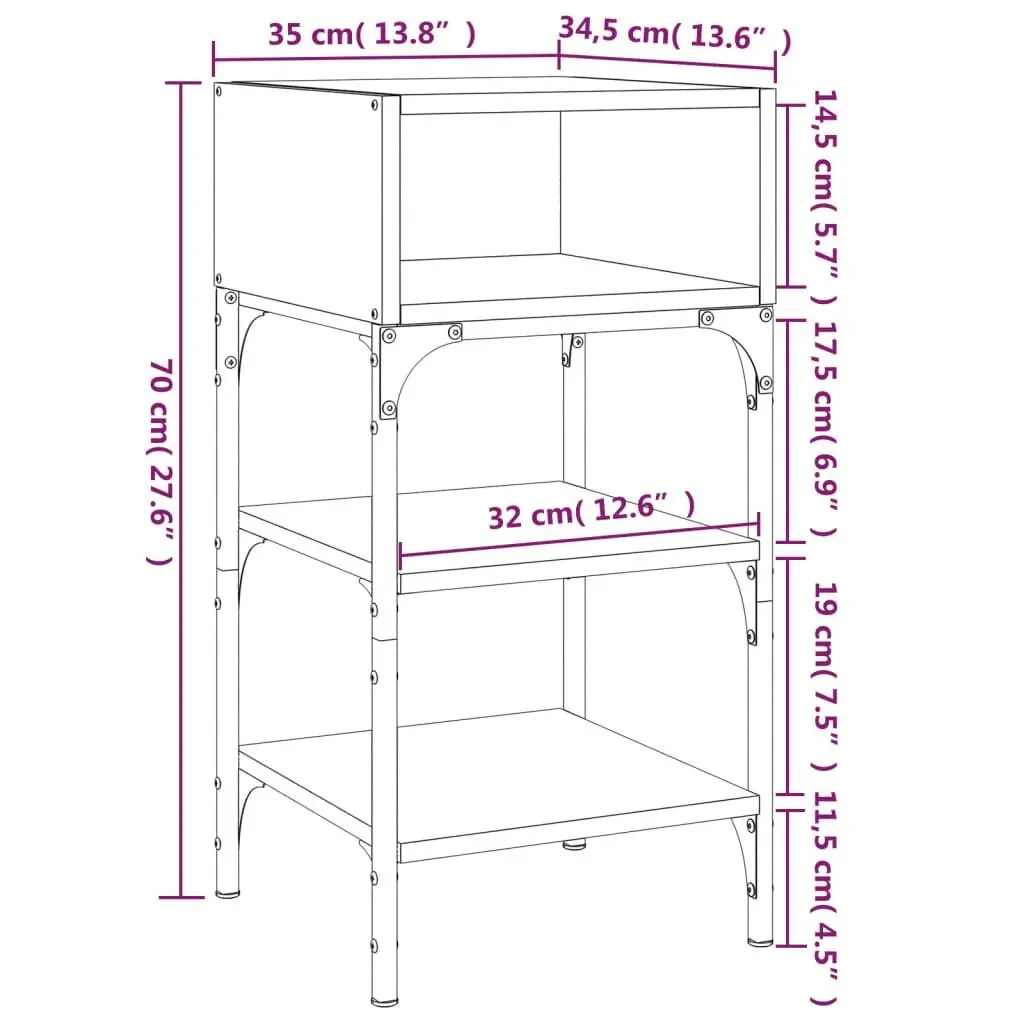 Bedside Tables Brown 35x34.5x70 cm Engineered Wood 2 Piece Nightstand Storage