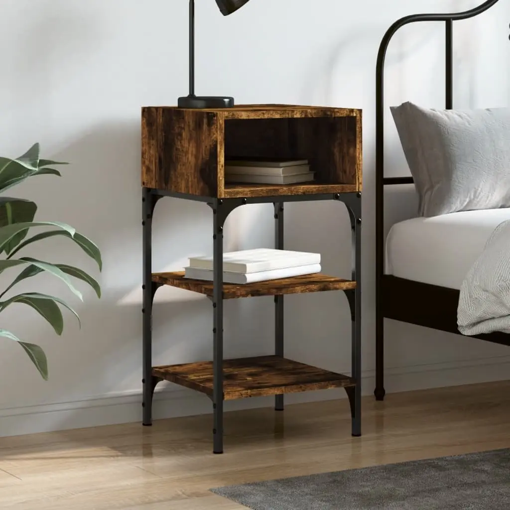 Engineered Wood Nightstand Brown Storage Cabinet Bedside Table 35x34.5x70cm