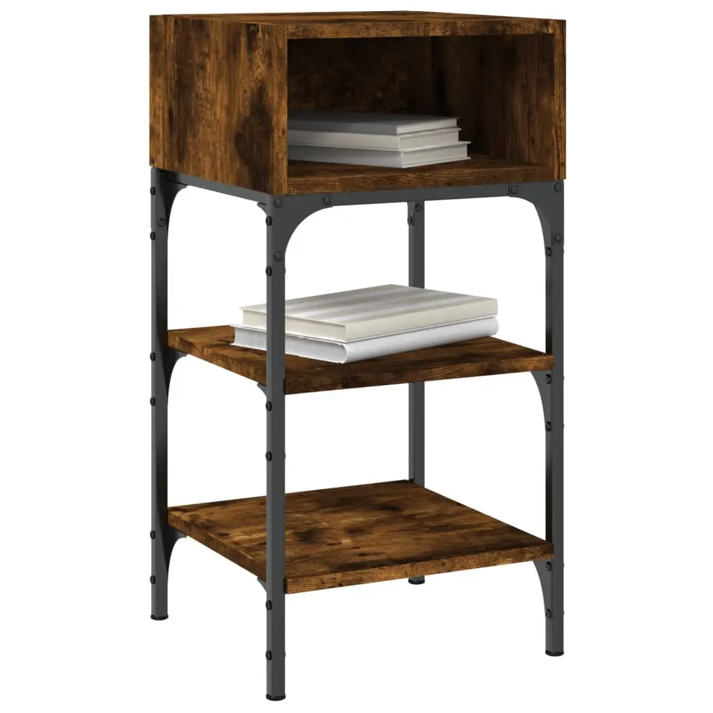 Engineered Wood Nightstand Brown Storage Cabinet Bedside Table 35x34.5x70cm