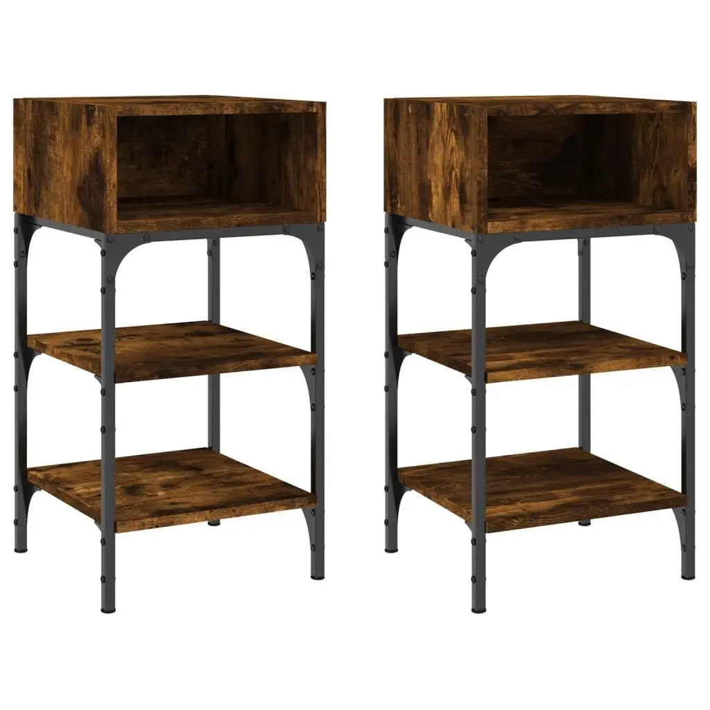 Bedside Tables Brown 35x34.5x70 cm Engineered Wood Nightstand Storage 2 Piece