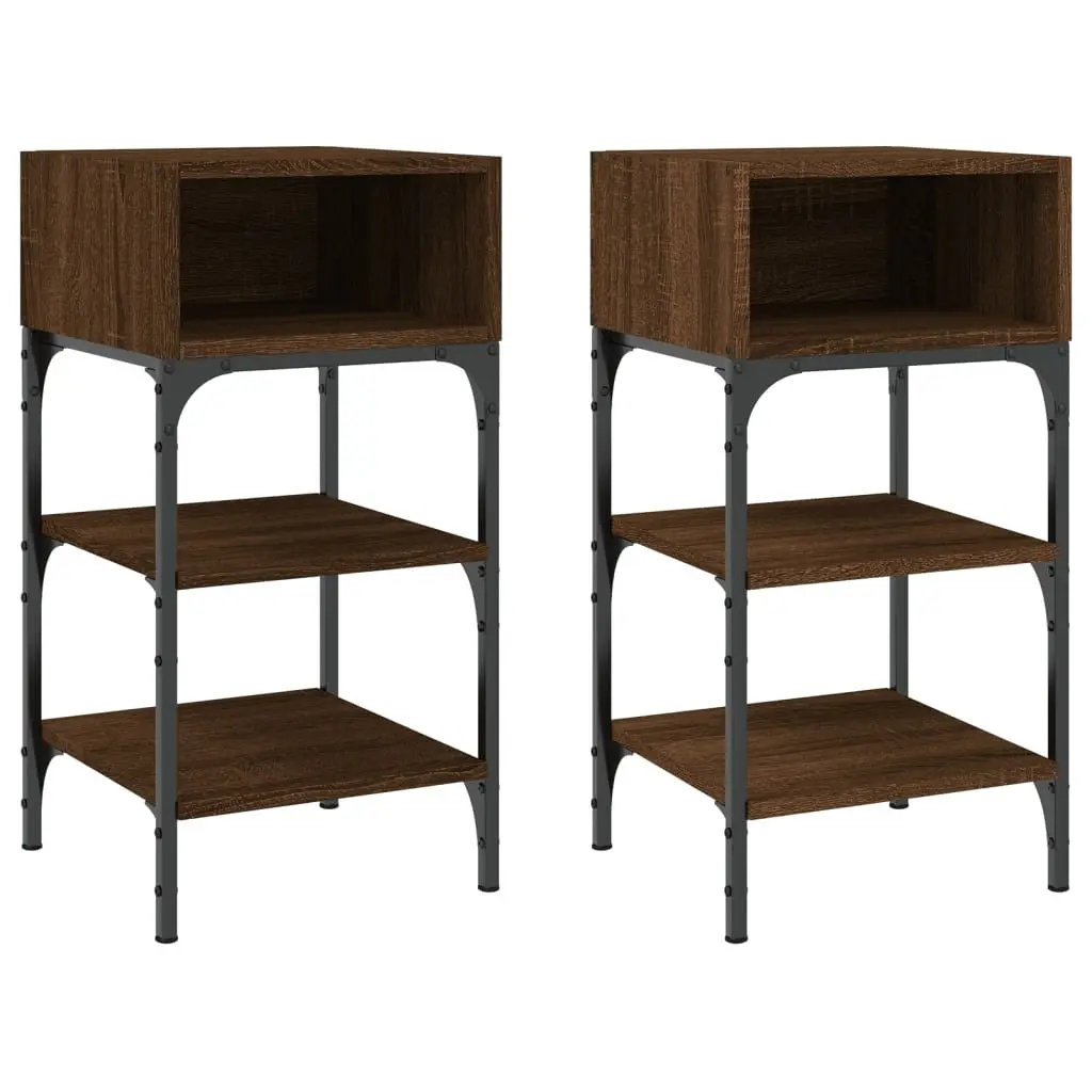 Bedside Tables Brown Oak 35x34.5x70 cm Engineered Wood Side Cabinet 2 Piece