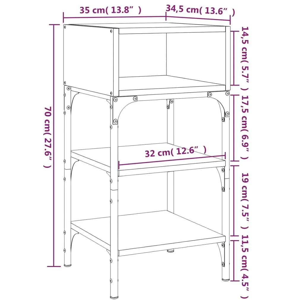 Bedside Tables Brown Oak 35x34.5x70 cm Engineered Wood Side Cabinet 2 Piece