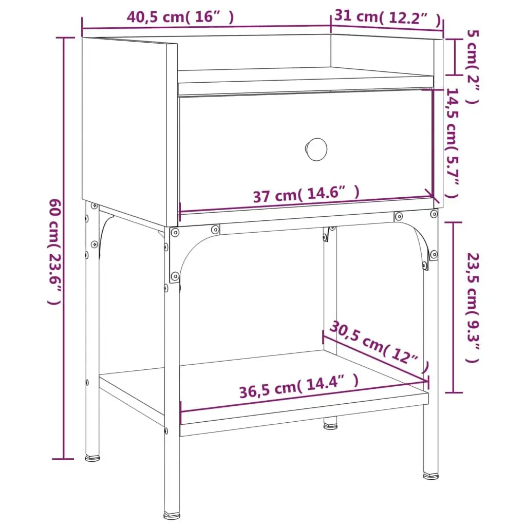 Brown Bedside Tables 2 pcs 40.5x31x60 cm