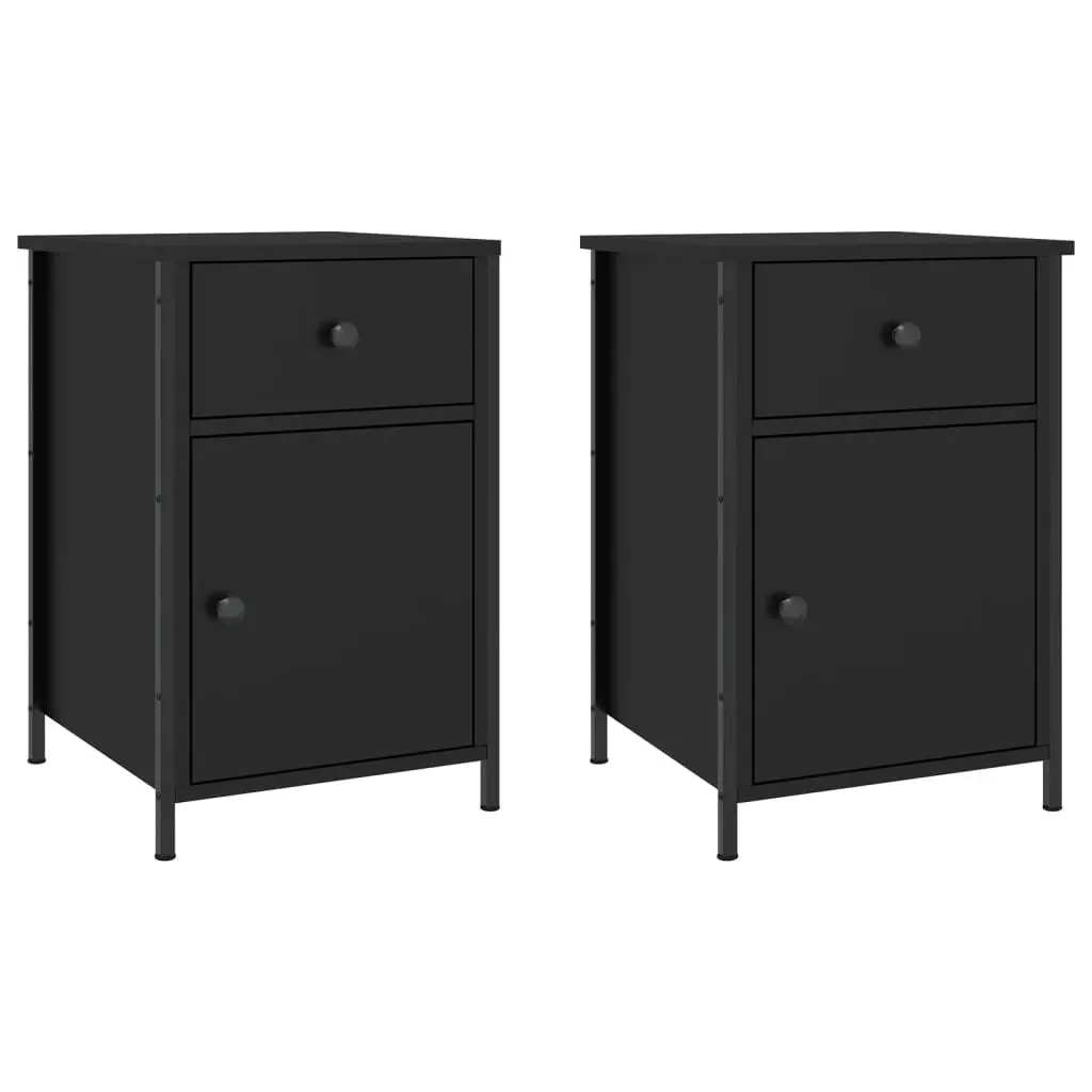 Black Bedside Cabinets 2 pcs 40x42x60 cm