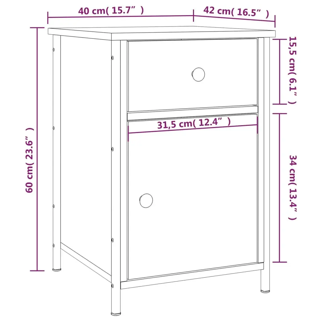 Black Bedside Cabinets 2 pcs 40x42x60 cm