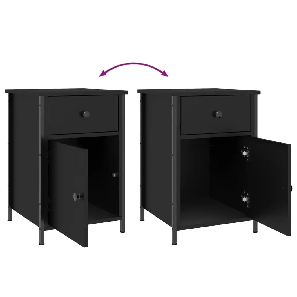 Black Bedside Cabinets 2 pcs 40x42x60 cm