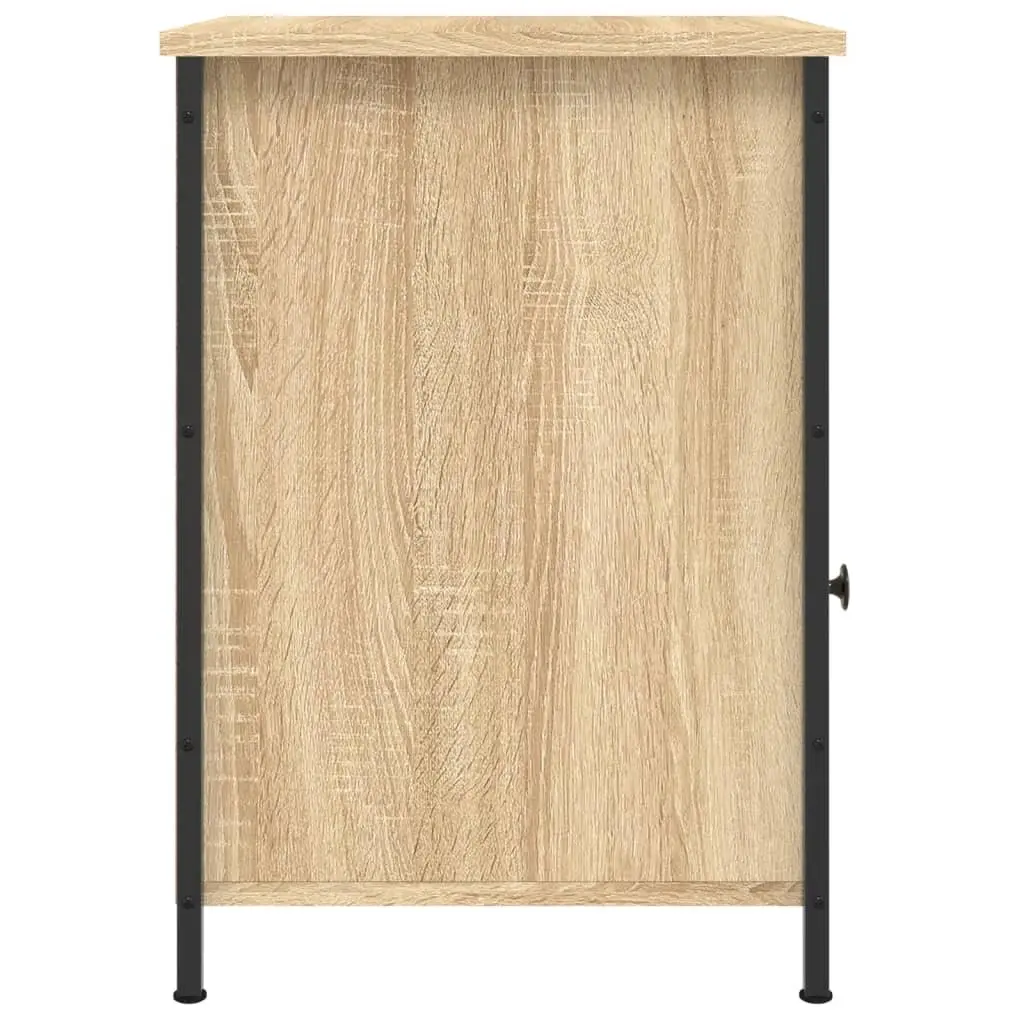 Bedside Cabinet 2pc Nightstand Storage Organiser Brown Engineered Wood