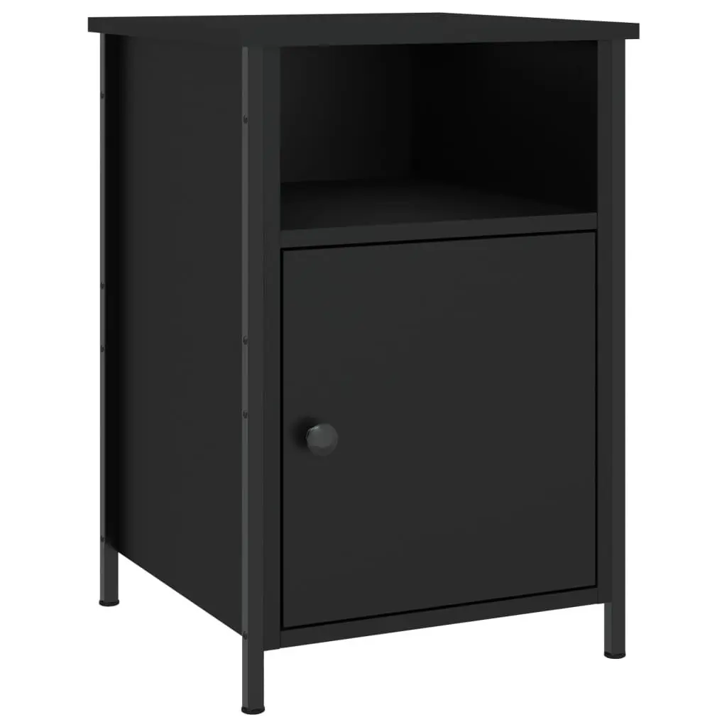 Bedside Cabinet Black 40x42x60 cm Engineered Wood Storage Nightstand Table