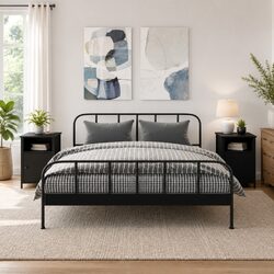Elegant Black Engineered Wood Bedside Cabinets 2 pcs