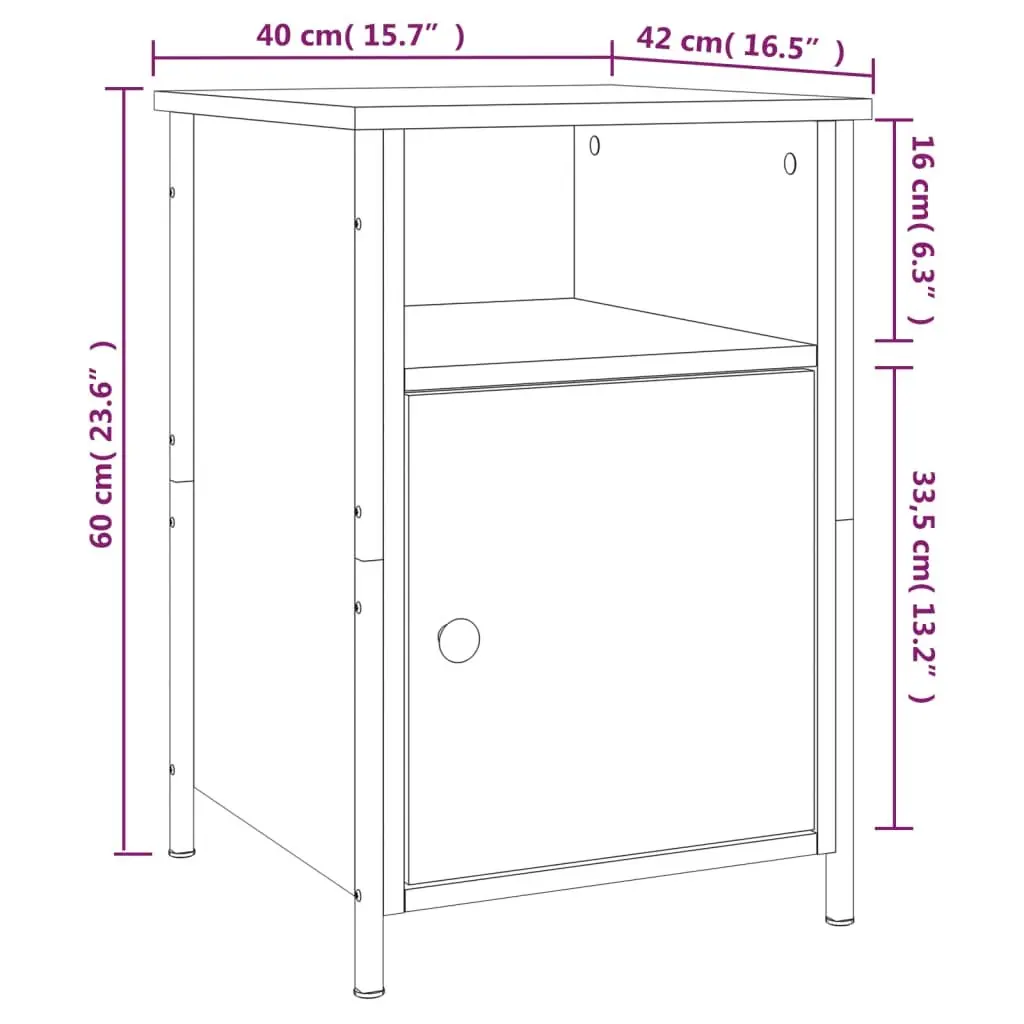 Black Engineered Wood Bedside Cabinets 2 pcs