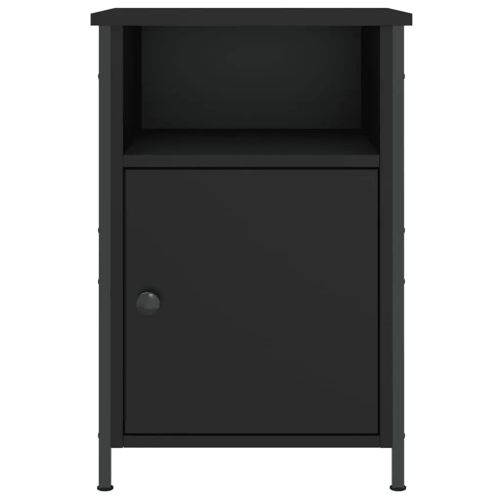 Black Engineered Wood Bedside Cabinets 2 pcs