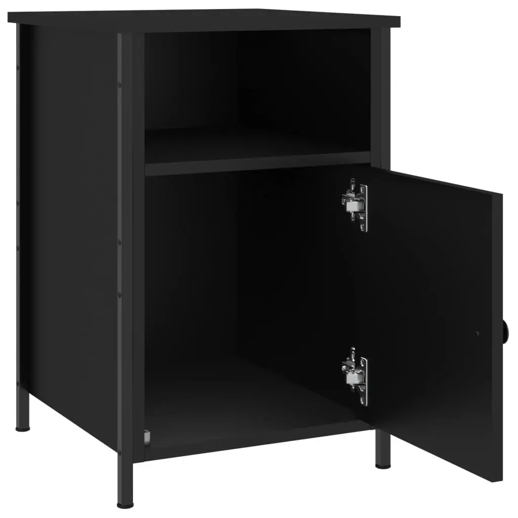 Black Engineered Wood Bedside Cabinets 2 pcs