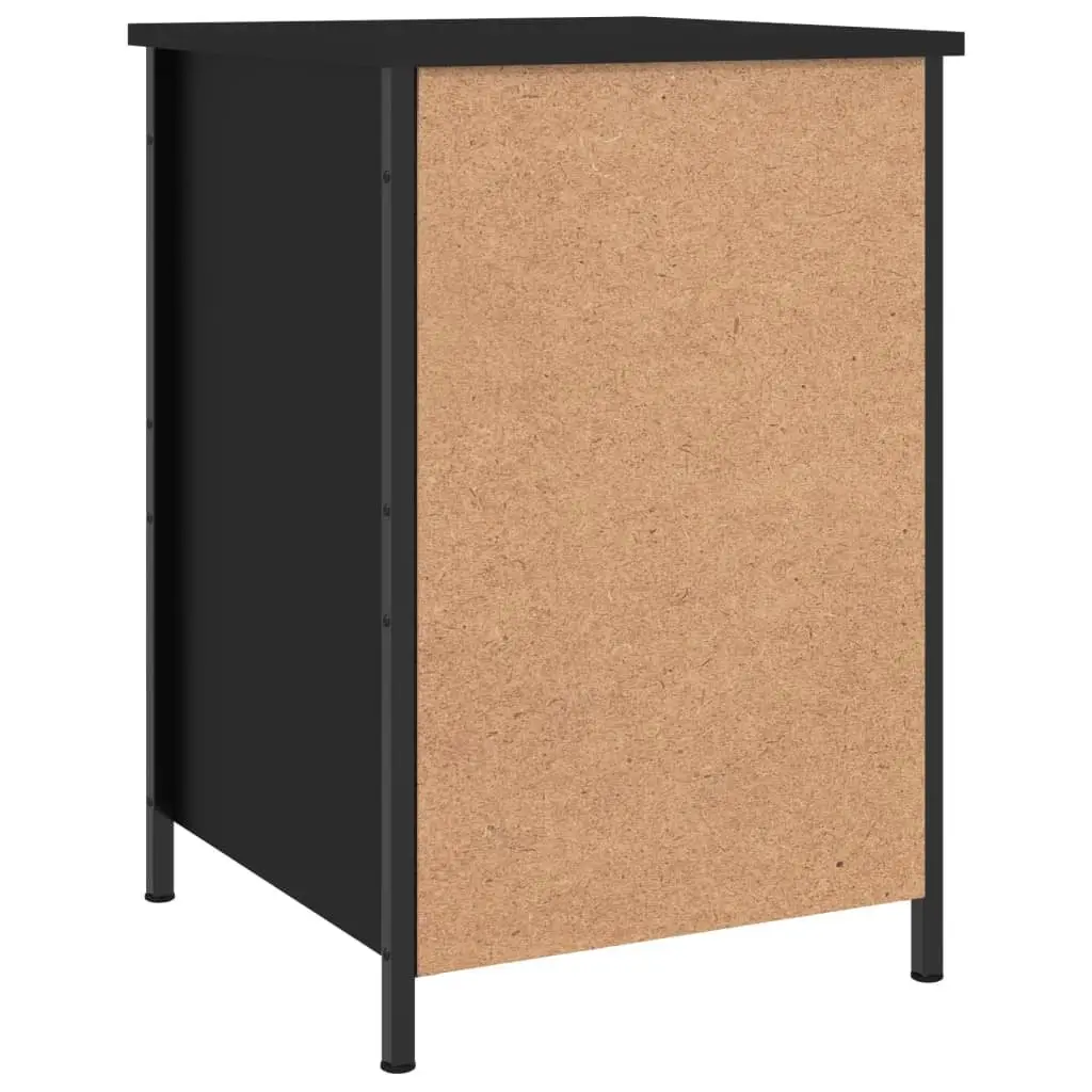 Black Engineered Wood Bedside Cabinets 2 pcs