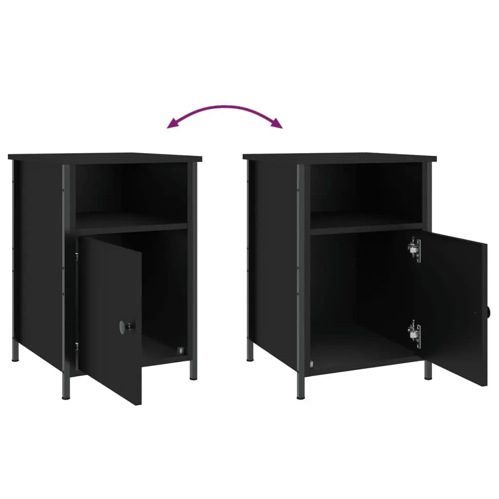 Black Engineered Wood Bedside Cabinets 2 pcs