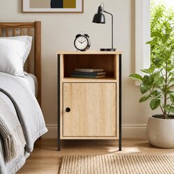 Charming Brown Engineered Wood Bedside Cabinet 40x42x60cm