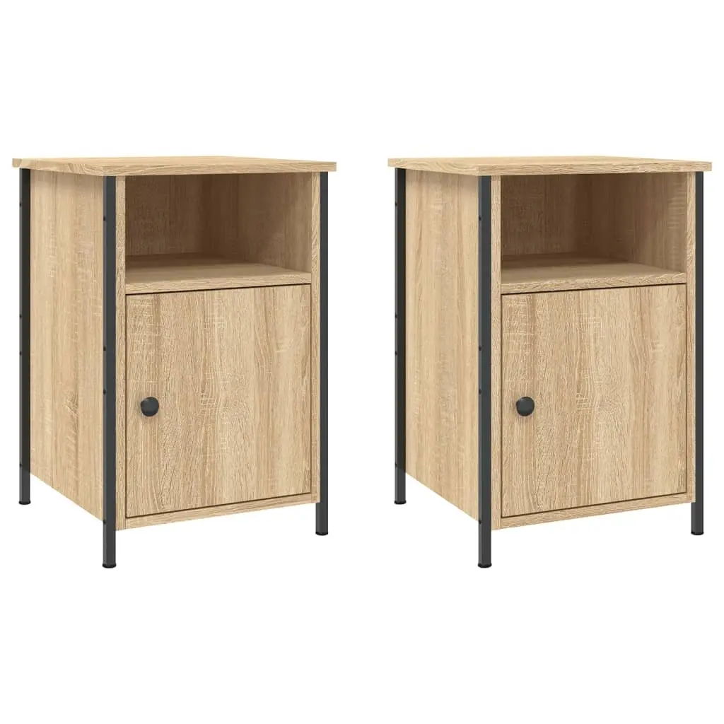 Brown Engineered Wood Bedside Cabinets Set