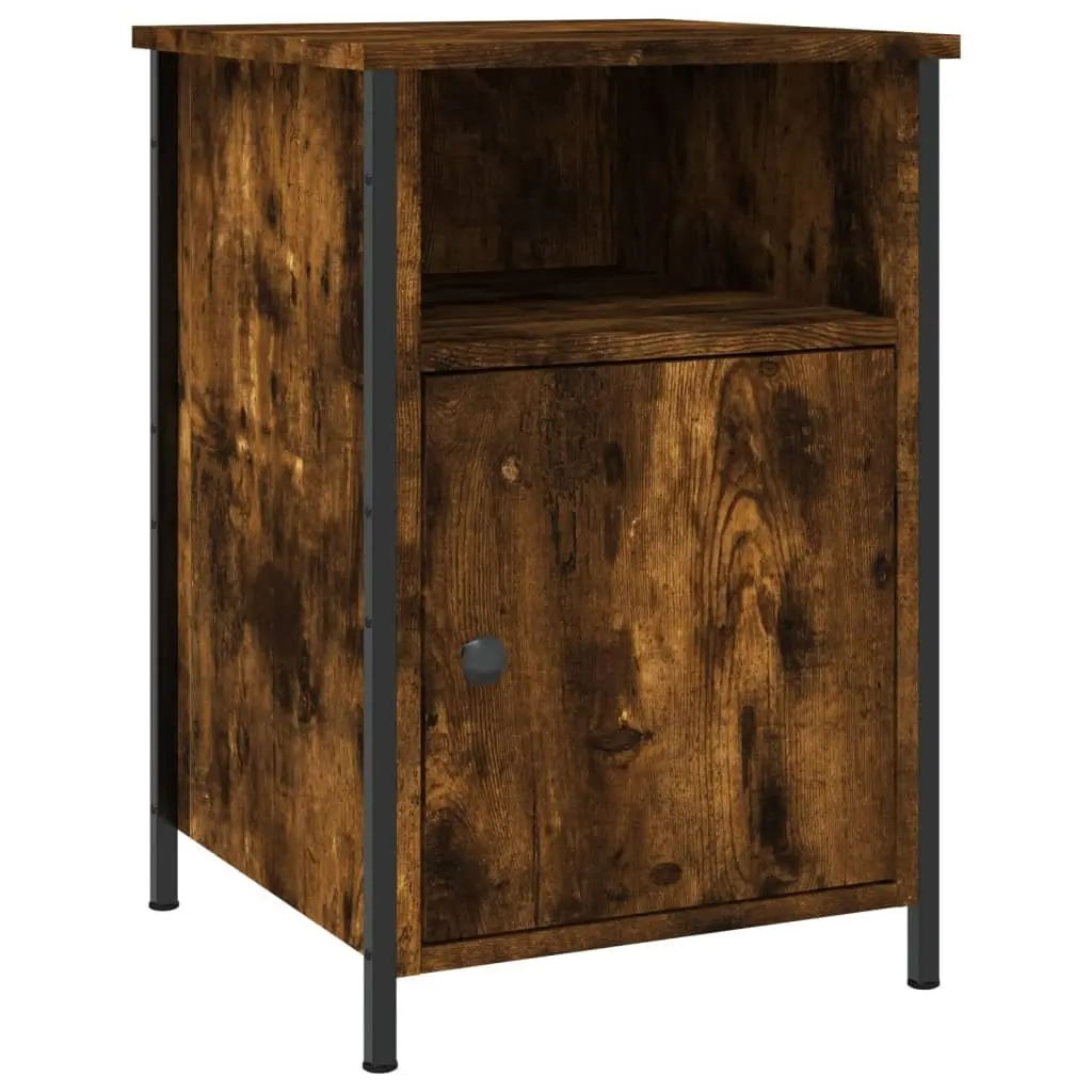 Bedside Cabinet Smoked Oak 40x42x60cm Engineered Wood Storage Nightstand Table 2 Piece