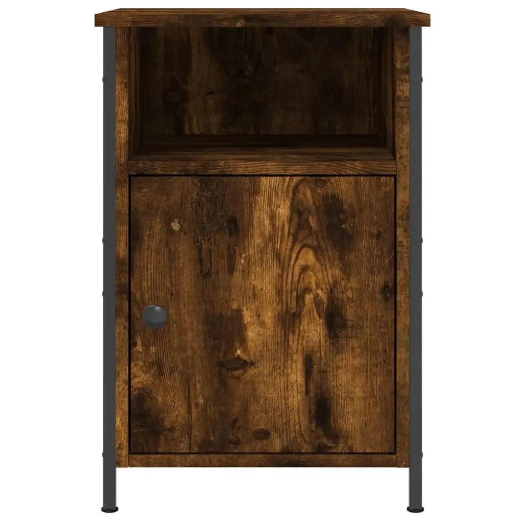 Bedside Cabinet Smoked Oak 40x42x60cm Engineered Wood Storage Nightstand Table 2 Piece