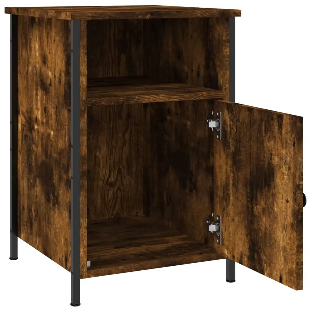 Bedside Cabinet Smoked Oak 40x42x60cm Engineered Wood Storage Nightstand Table 2 Piece