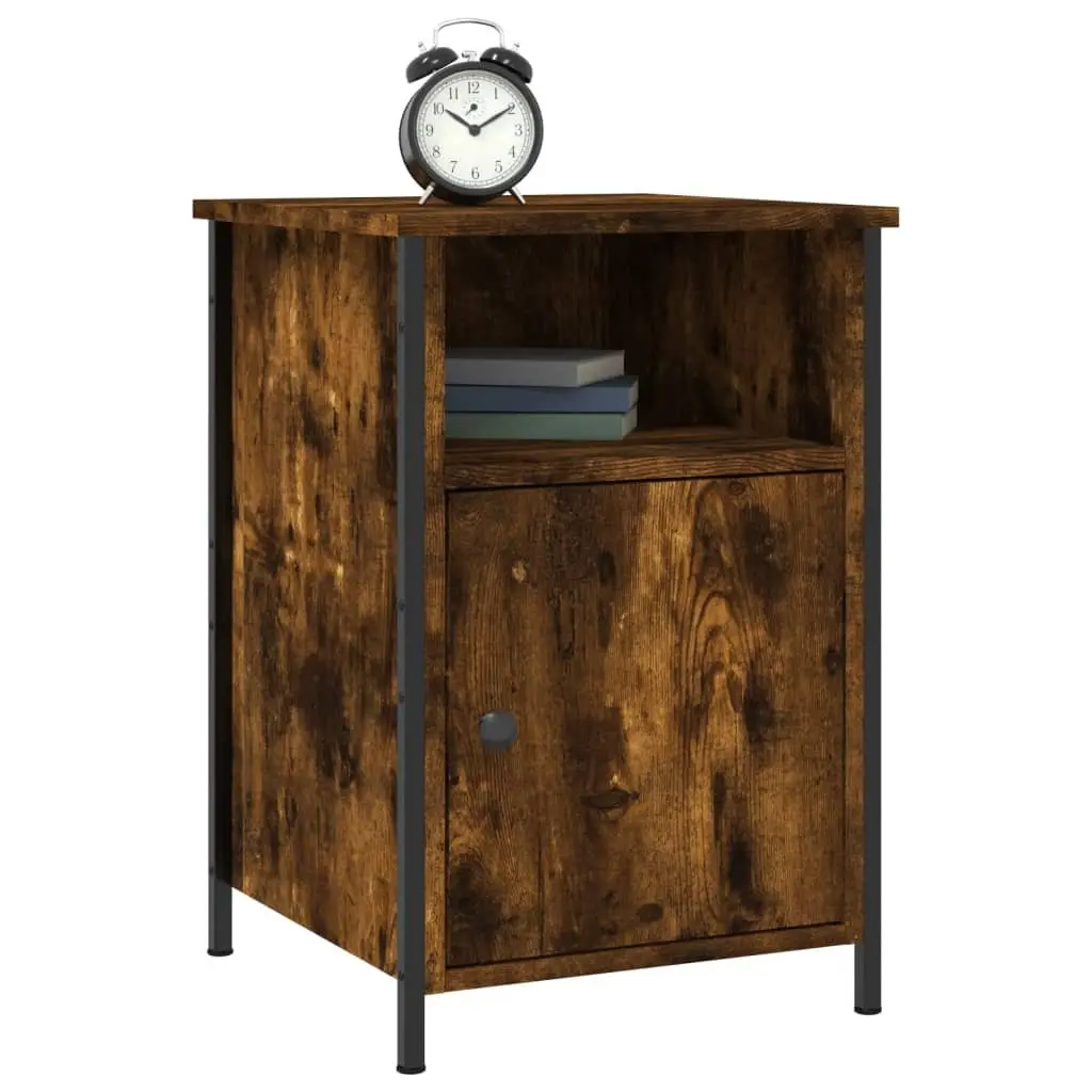 Bedside Cabinet Smoked Oak 40x42x60cm Engineered Wood Storage Nightstand Table 2 Piece