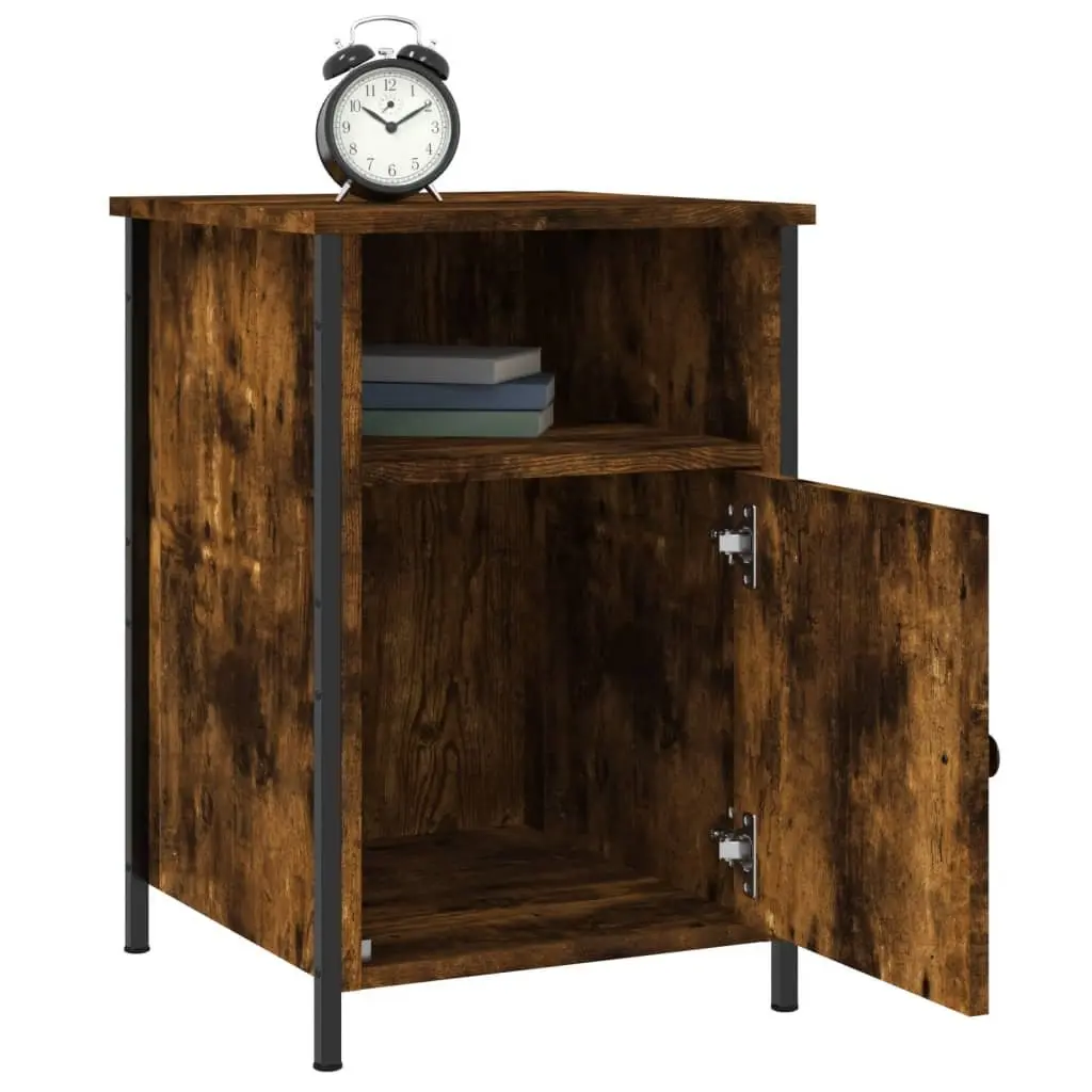 Bedside Cabinet Smoked Oak 40x42x60cm Engineered Wood Storage Nightstand Table 2 Piece