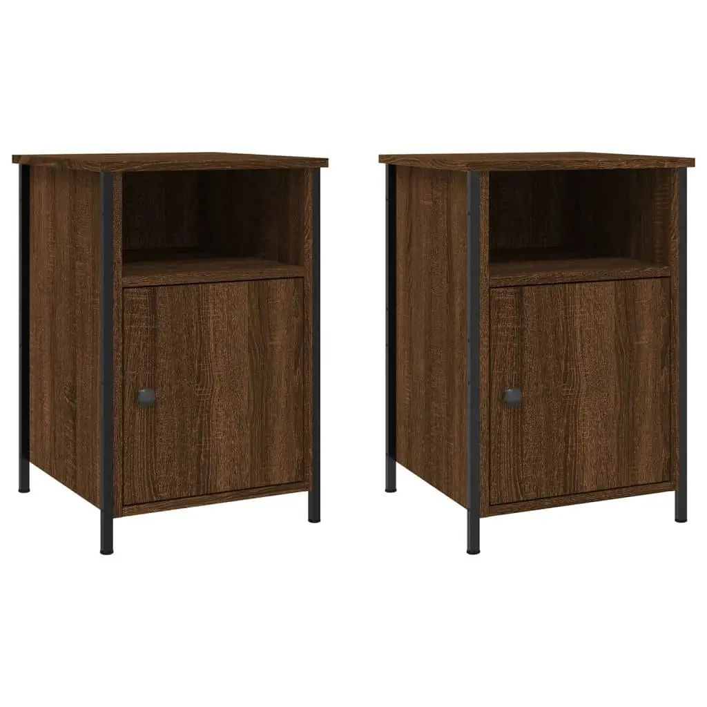Brown Oak Bedside Cabinets 2 pcs