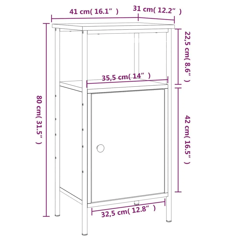 Bedside Cabinets Industrial Brown 41x31x80 cm Engineered Wood 2 Piece