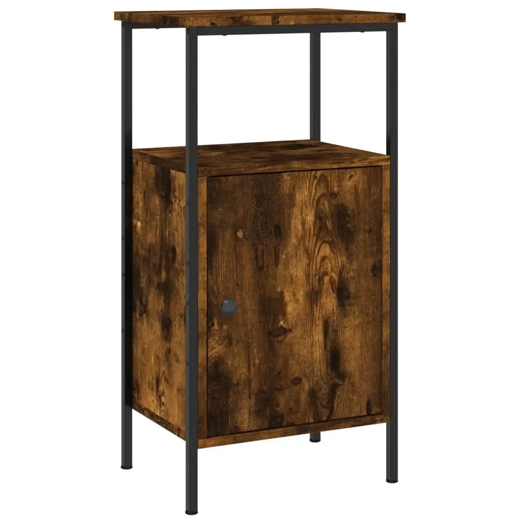 Bedside Cabinets Industrial Brown Smoked Oak 2 Piece Engineered Wood Side Table