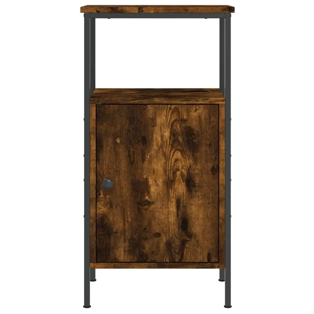 Bedside Cabinets Industrial Brown Smoked Oak 2 Piece Engineered Wood Side Table