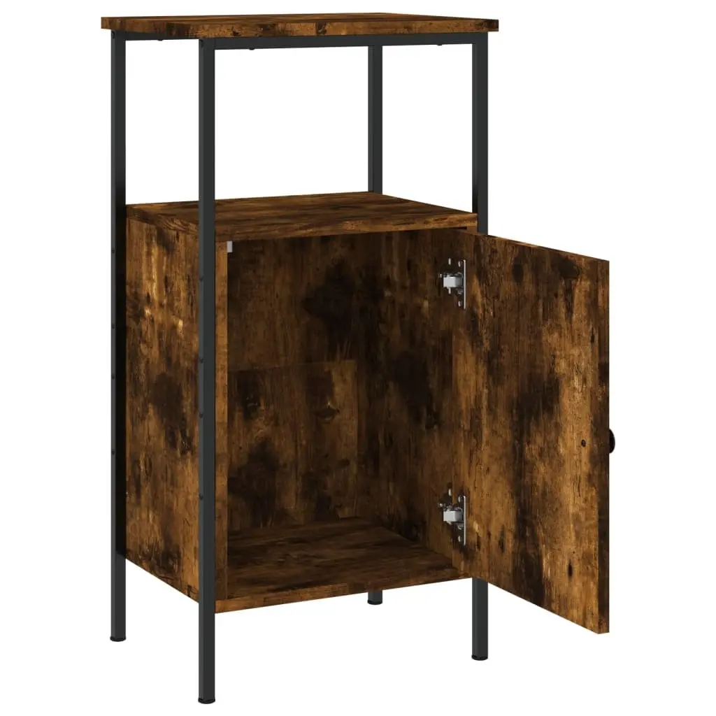 Bedside Cabinets Industrial Brown Smoked Oak 2 Piece Engineered Wood Side Table