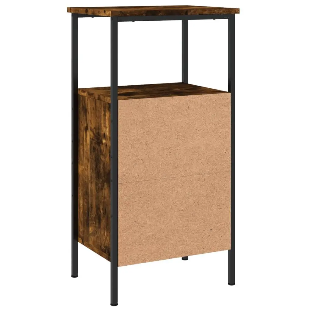 Bedside Cabinets Industrial Brown Smoked Oak 2 Piece Engineered Wood Side Table