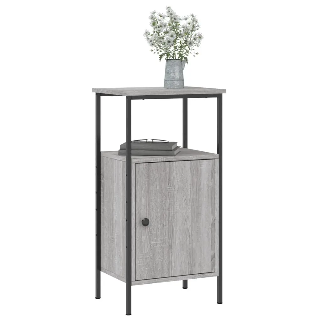 Bedside Cabinets Industrial Grey Sonoma 2 pcs Engineered Wood Iron Frame