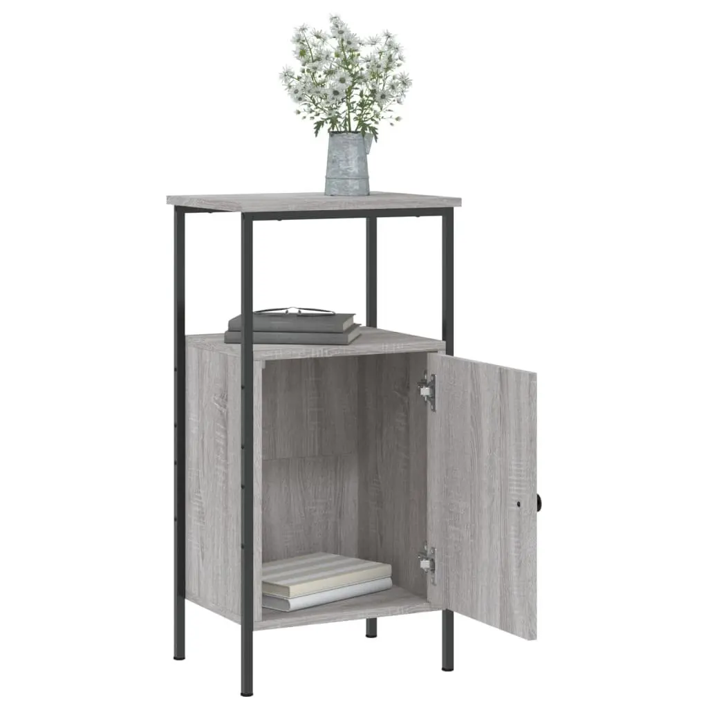 Bedside Cabinets Industrial Grey Sonoma 2 pcs Engineered Wood Iron Frame