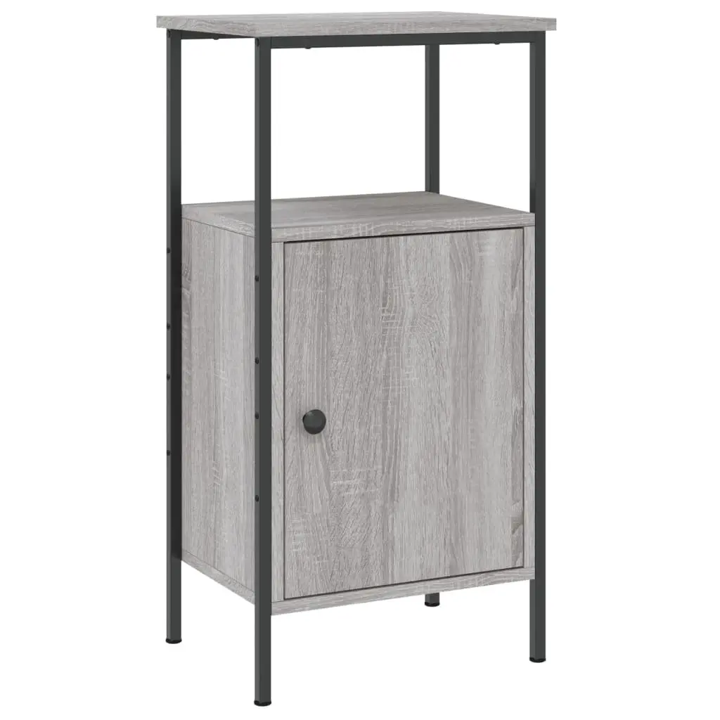 Bedside Cabinets Industrial Grey Sonoma 2 pcs Engineered Wood Iron Frame
