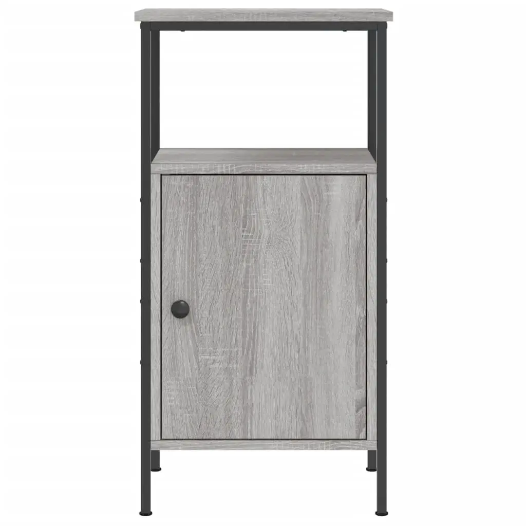 Bedside Cabinets Industrial Grey Sonoma 2 pcs Engineered Wood Iron Frame