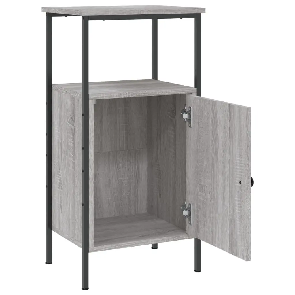 Bedside Cabinets Industrial Grey Sonoma 2 pcs Engineered Wood Iron Frame