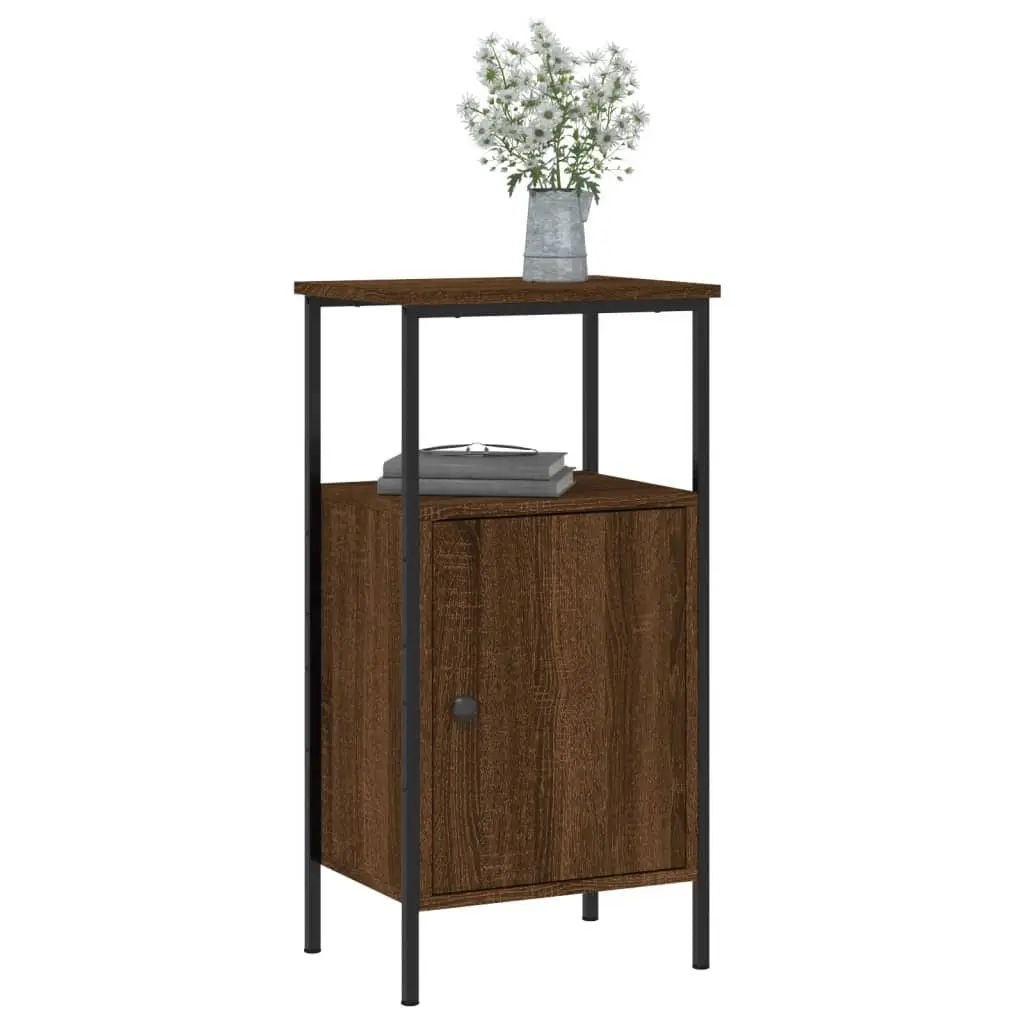 Bedside Cabinets Industrial Style Brown Oak 41x31x80cm Engineered Wood Iron Frame 2 Piece