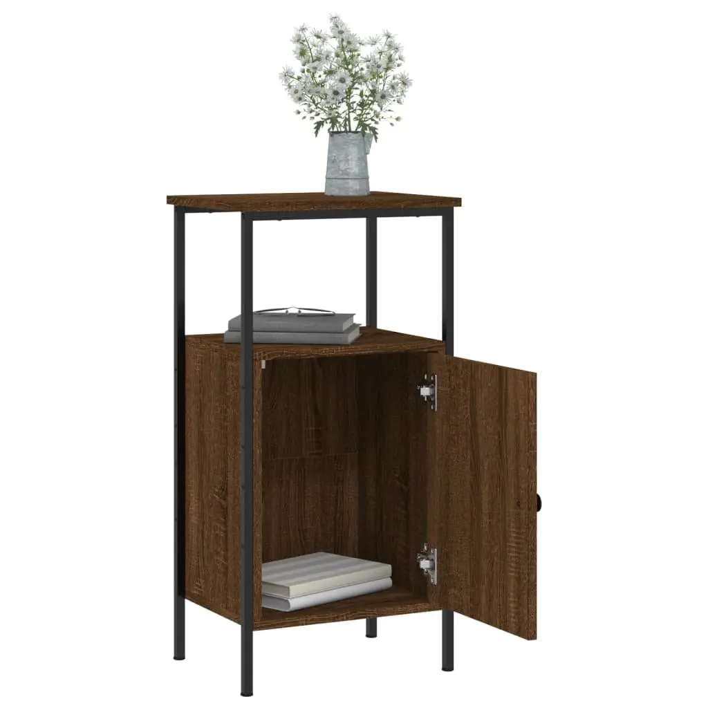 Bedside Cabinets Industrial Style Brown Oak 41x31x80cm Engineered Wood Iron Frame 2 Piece
