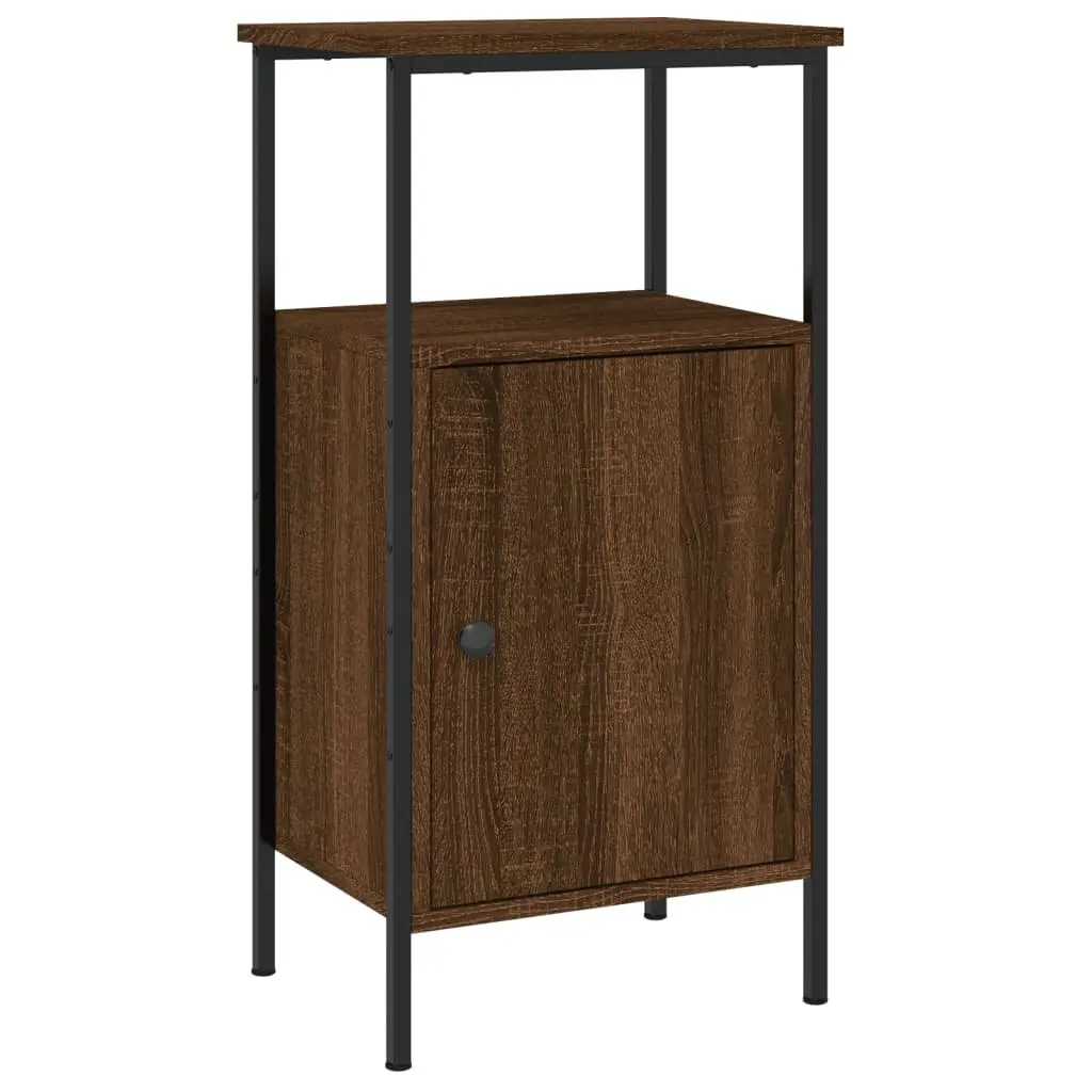 Bedside Cabinets Industrial Style Brown Oak 41x31x80cm Engineered Wood Iron Frame 2 Piece