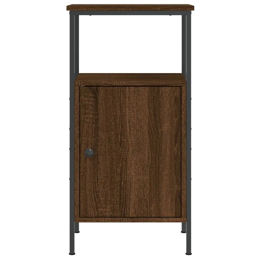 Bedside Cabinets Industrial Style Brown Oak 41x31x80cm Engineered Wood Iron Frame 2 Piece