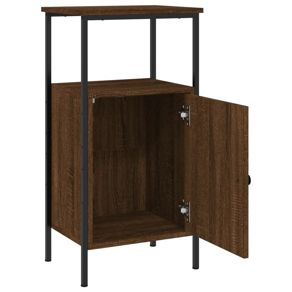 Bedside Cabinets Industrial Style Brown Oak 41x31x80cm Engineered Wood Iron Frame 2 Piece