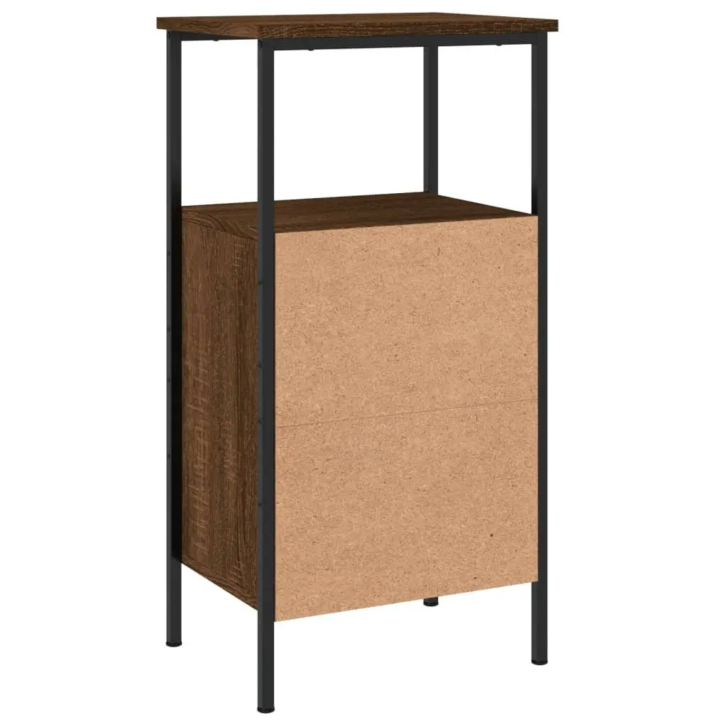 Bedside Cabinets Industrial Style Brown Oak 41x31x80cm Engineered Wood Iron Frame 2 Piece