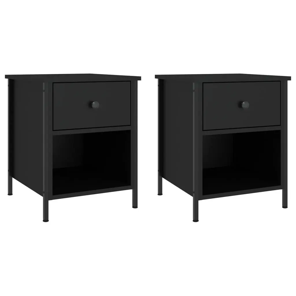 Bedside Cabinets 2 pcs Black 40x42x50 cm Storage Nightstand Bedroom Furniture
