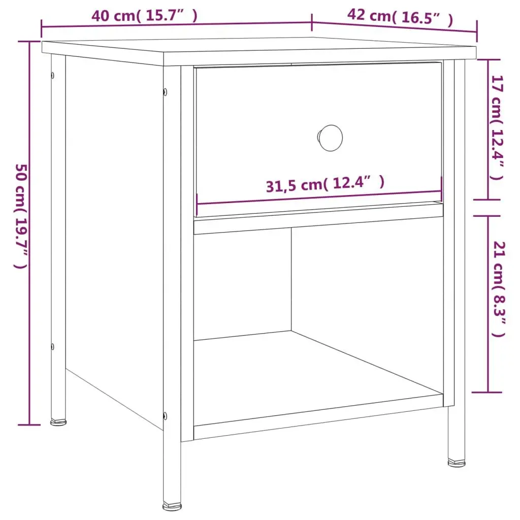Bedside Cabinets 2 pcs Black 40x42x50 cm Storage Nightstand Bedroom Furniture