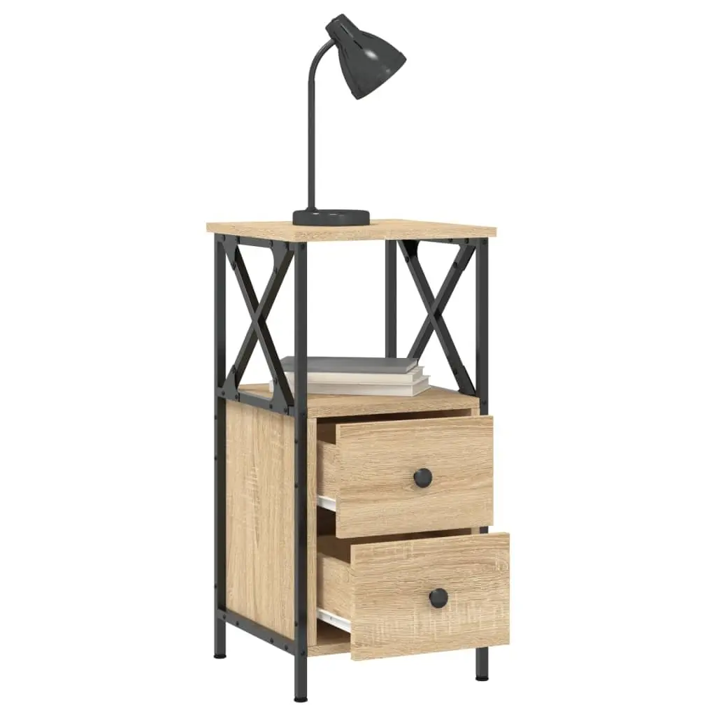 Bedside Cabinets 2 pcs Brown 34x35.5x70 cm Engineered Wood Storage Nightstands