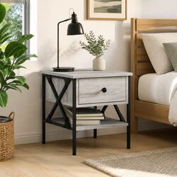 Grey Sonoma Industrial Nightstand with Storage