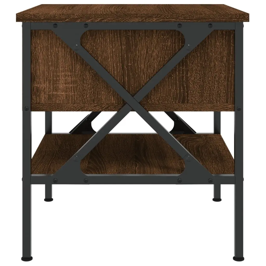 Industrial Style Brown Oak Engineered Wood Nightstands 2 Piece Set Bedside Tables