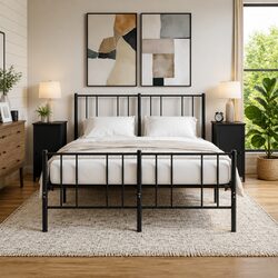 Stylish Black Bedside Cabinets Set of 2 32x42x80 cm