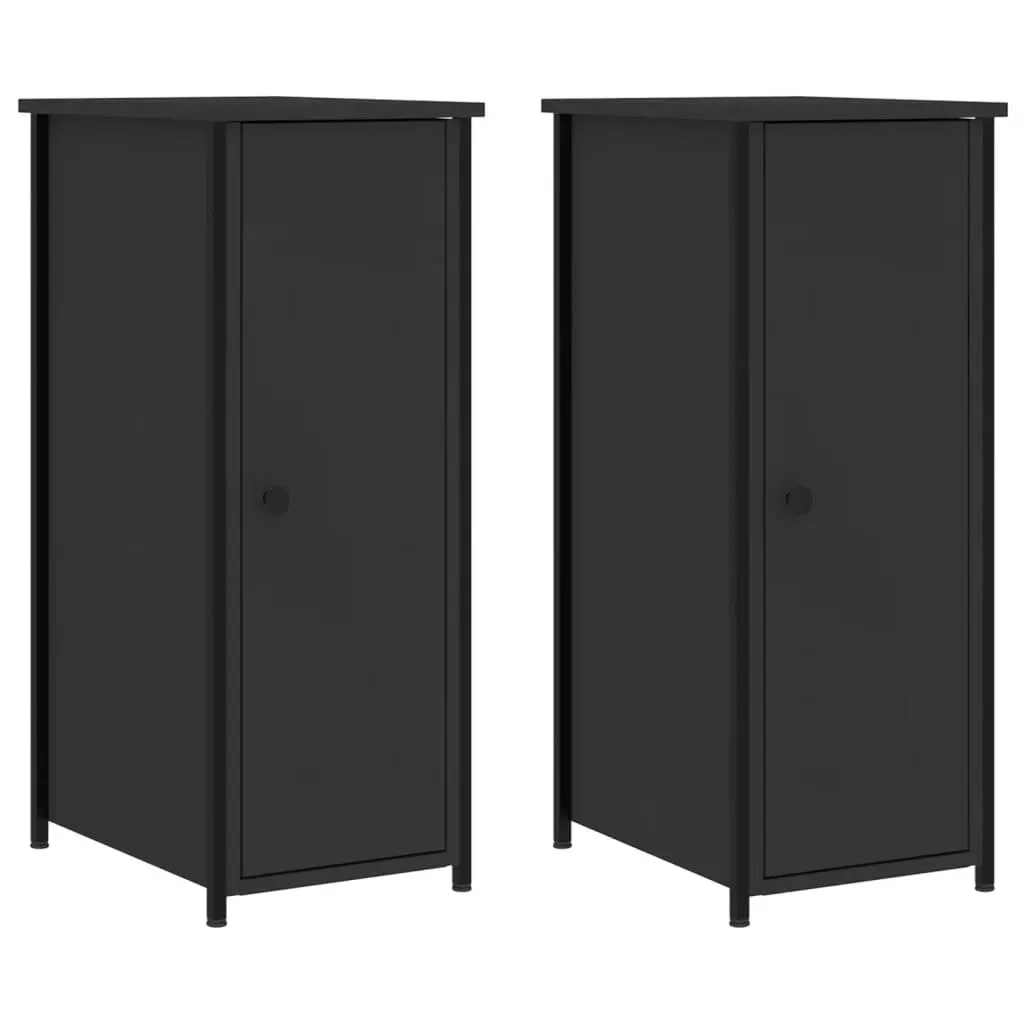 Black Bedside Cabinets Set of 2 32x42x80 cm